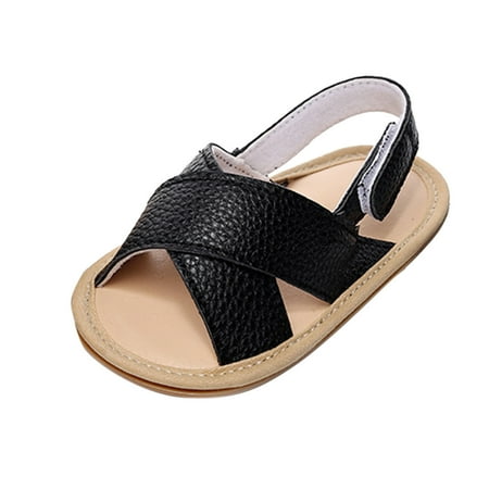 

dmqupv Ballerina Shoes for Babies Boys Girls Open Toe Solid Shoes First Walkers Shoes Baby Sandal Size 4 Black 6 Months