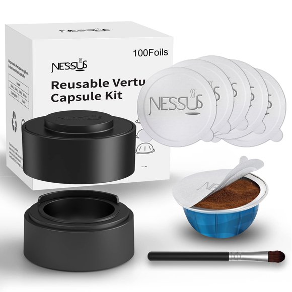 Kit de cápsulas Vertuo reutilizables NESSUS AlSeal EZ FIT con 100 tapas
