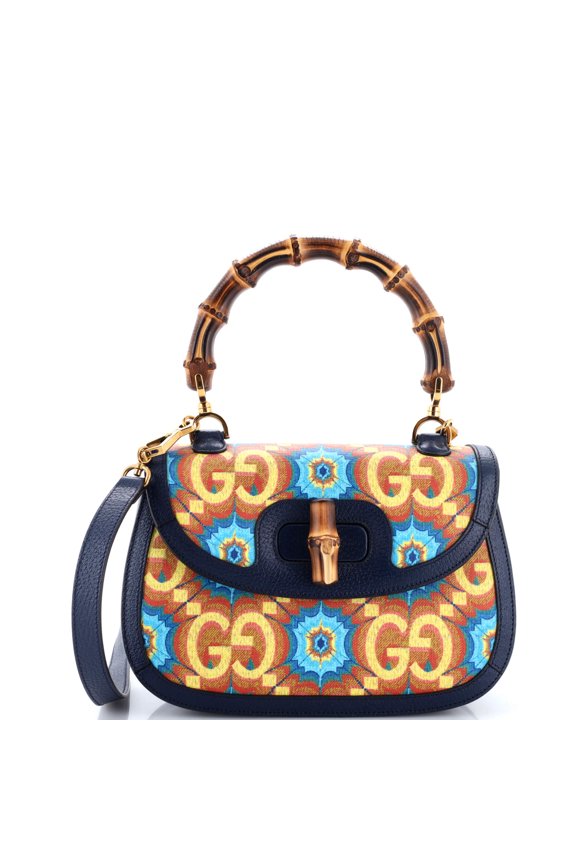 Pre-Owned Bamboo 1947 Top Handle Bag Kaleidoscope Print GG Coated Canvas Medium By Rebag