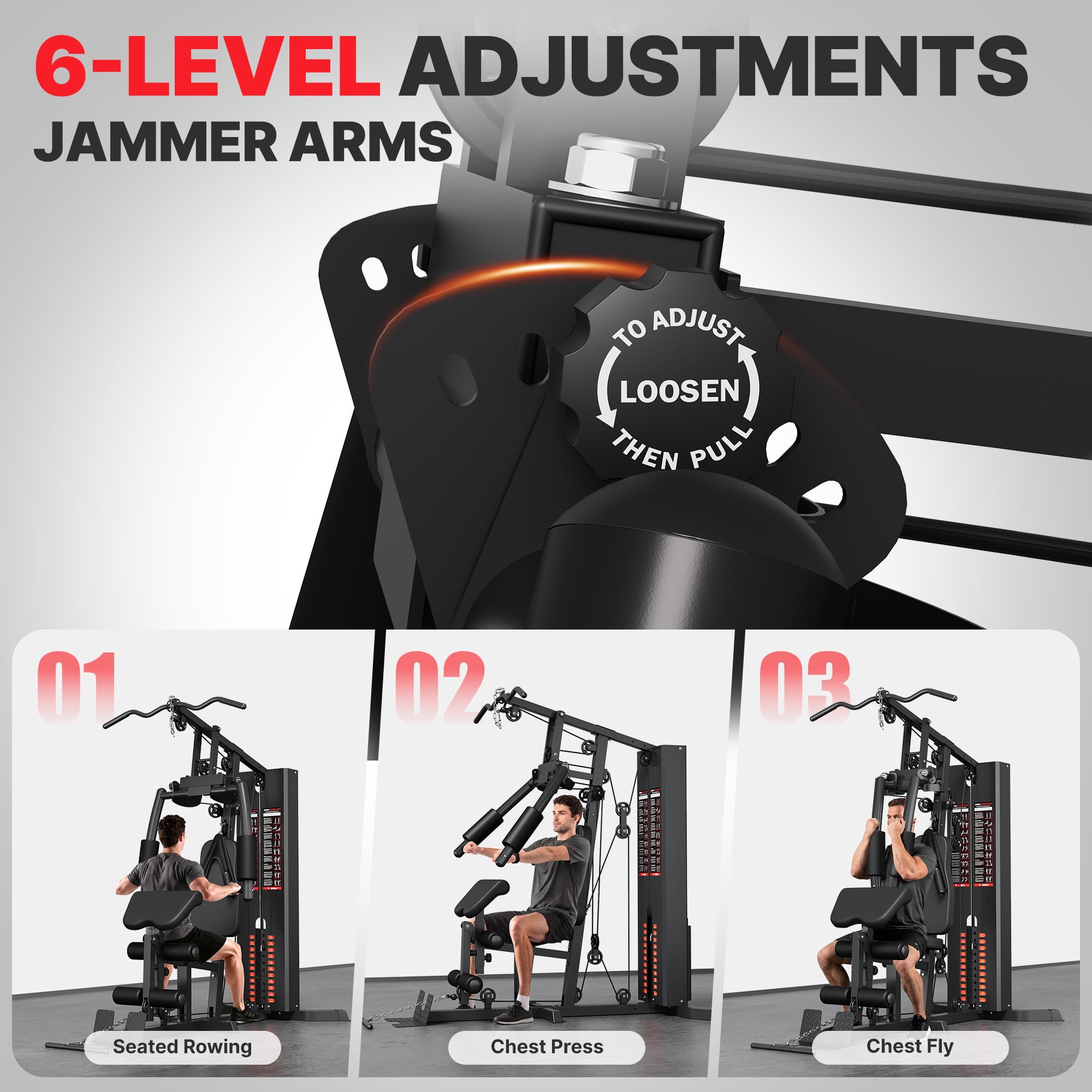 MITONOS Home Gym System,140lbs Weight Stack Workout Station,All in One Home Gym Equipment with Pulley System for Full Body Strength Training