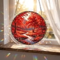 thumbnail image 5 of Yangka Autumn Maple Forest Acrylic Puzzle Suncatcher, Fall Nature Scenery Stained Glass Style Window Hanging, Garden Ornament, 5 of 7