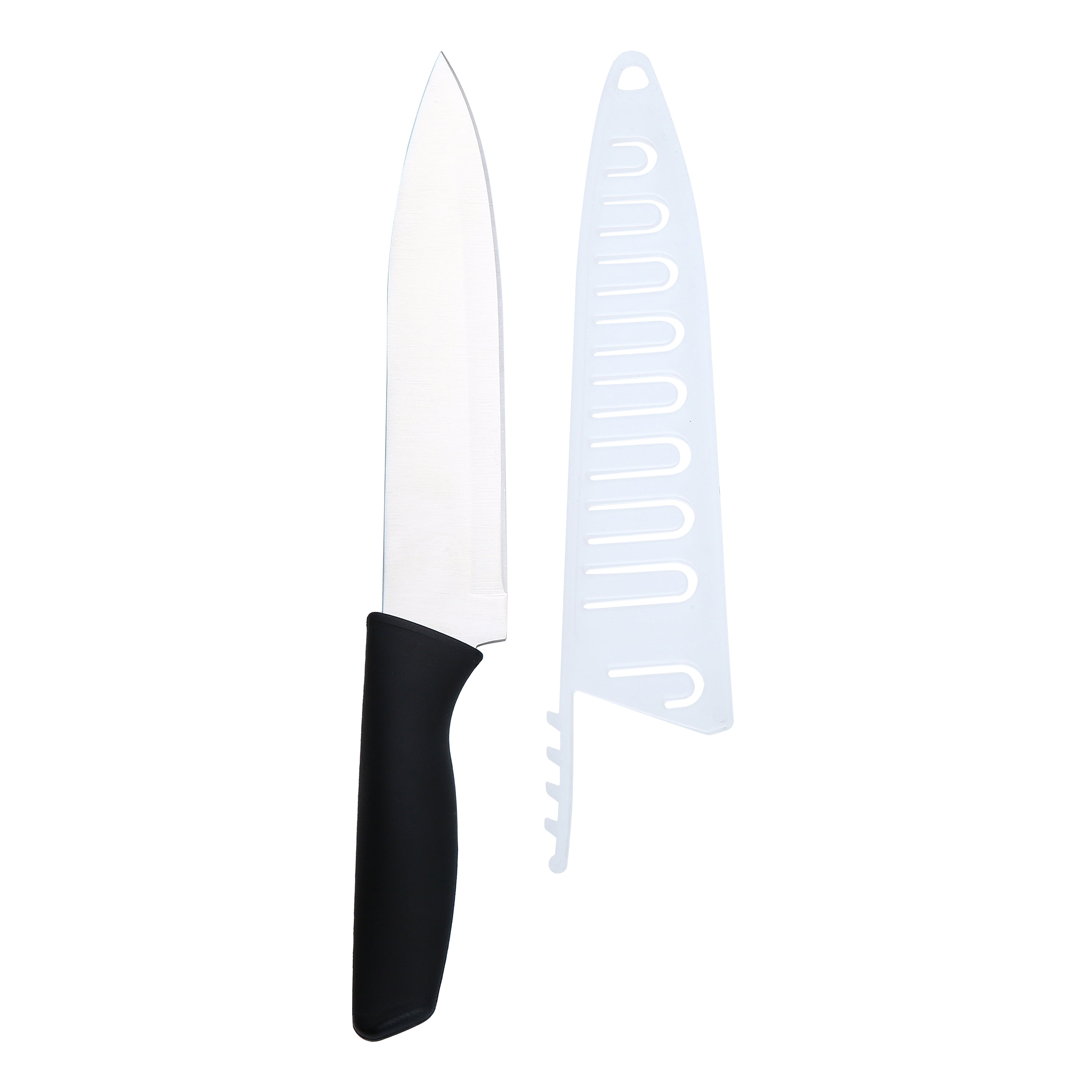 Mainstays 8 in Stainless Steel Chef Knife with Soft-Grip Handle, Black