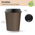 thumbnail image 2 of Berry Green Vasos Corrugados para Café con Tapa de 8 oz (237 ml), Paquete de 60 Vasos y 60 Tapas, Resistentes, Perfectaos Para Cafe, Te y Todo Tipo de Bebidas Calientes, Sin Derrames, Biodegradables, 2 of 8