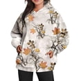 thumbnail image 1 of Sudadera con capucha deportiva de gran tamaño con estampado de hojas de arce y bolsillos para mujer nueva de otoño, 1 of 5