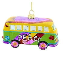 Cody Foster 2.25In Hippie Bus, Glass, Ornament Peace Luve Love Tie Dyed Gl79