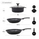 thumbnail image 2 of Batería De Cocina Black Pepper Con Recubrimiento Antiadherente De Cerámica Y Diseño Marmoleado Color Negro 4 piezas- Queen Sense, 2 of 7