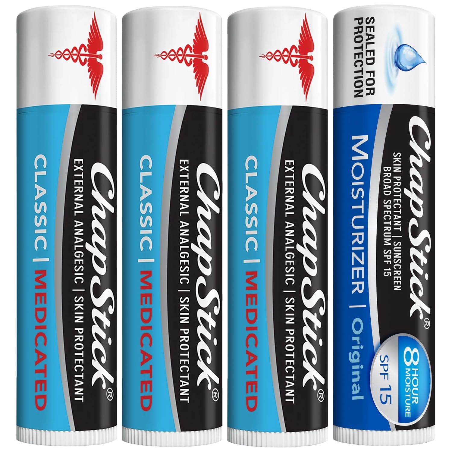 ChapStick, Classic Lip Balm, 1 Blister Pack of 3 Sticks, Cherry