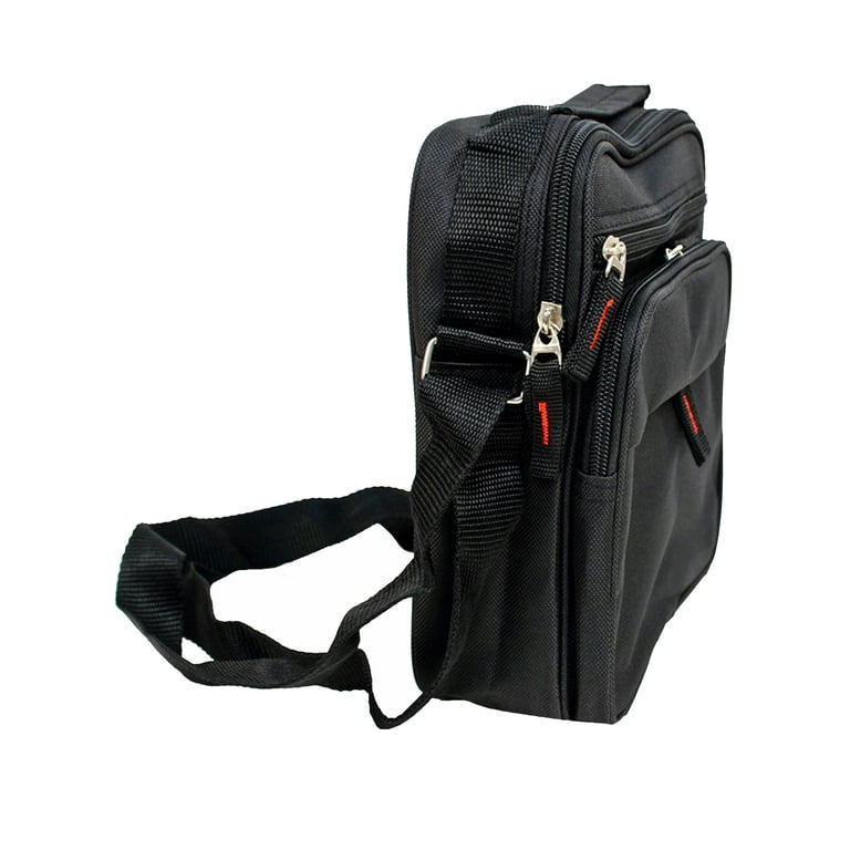 Mens Black Square Messenger Bag With Adjustable Strap