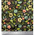 thumbnail image 1 of Soimoi Gray Cotton Duck Fabric Leaf Floral Printed Fabric 1 Yard 42 Inch Wide, 1 of 3