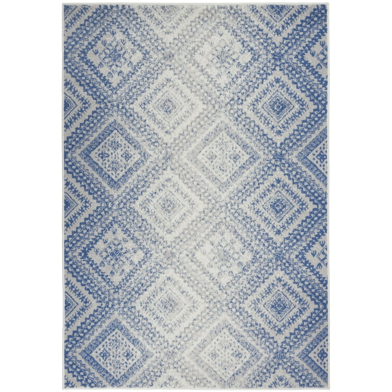 Whimsicle Rustic Farmhouse Ivory Navy 4' x 6' Area Rug, (4' x buy 6')