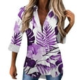 thumbnail image 1 of adviicd Work Blouses For Women Womens Blouses And Tops Casual Long Sleeve Shirts for Women Fashion Casual Loose Fit Button Down Lightweight V Neck Collared Blouse Tops Purple XXL, 1 of 3