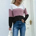 thumbnail image 2 of Odeerbi Sweaters For Women Knit Sweater Autumn Winter 2025 New Bottoming Long-sleeved Pullover Color-blocking V-Neck Black, 2 of 5