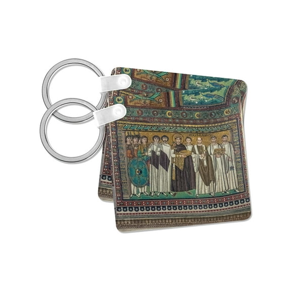 3dRose, Italy, Ravenna, Basilica of San Vitale Mosaic, set of 2 Key Chains