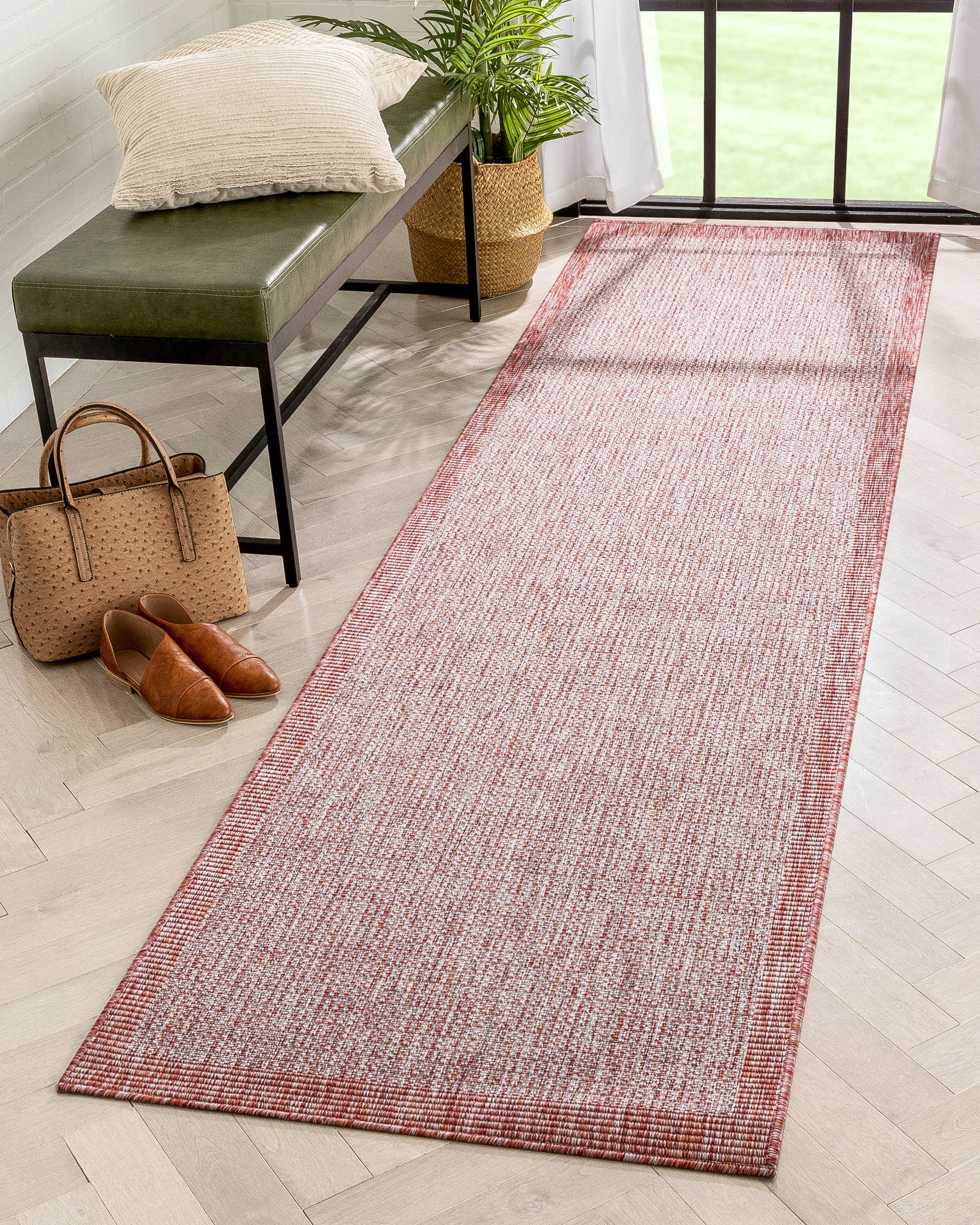7'10 x 9'10 Well Woven Woden Grey Ivory Indoor/Outdoor Flat Weave Pile Solid Color Border Pattern Area Rug 8x10 