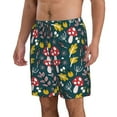 thumbnail image 2 of Naloa Cartoon Leaf Mushroom Red Men's Beach Shorts, Surfing shorts, Swim trunks, Quick Dry Swim Trunks for Surfing Beach Fun - Large, 2 of 9