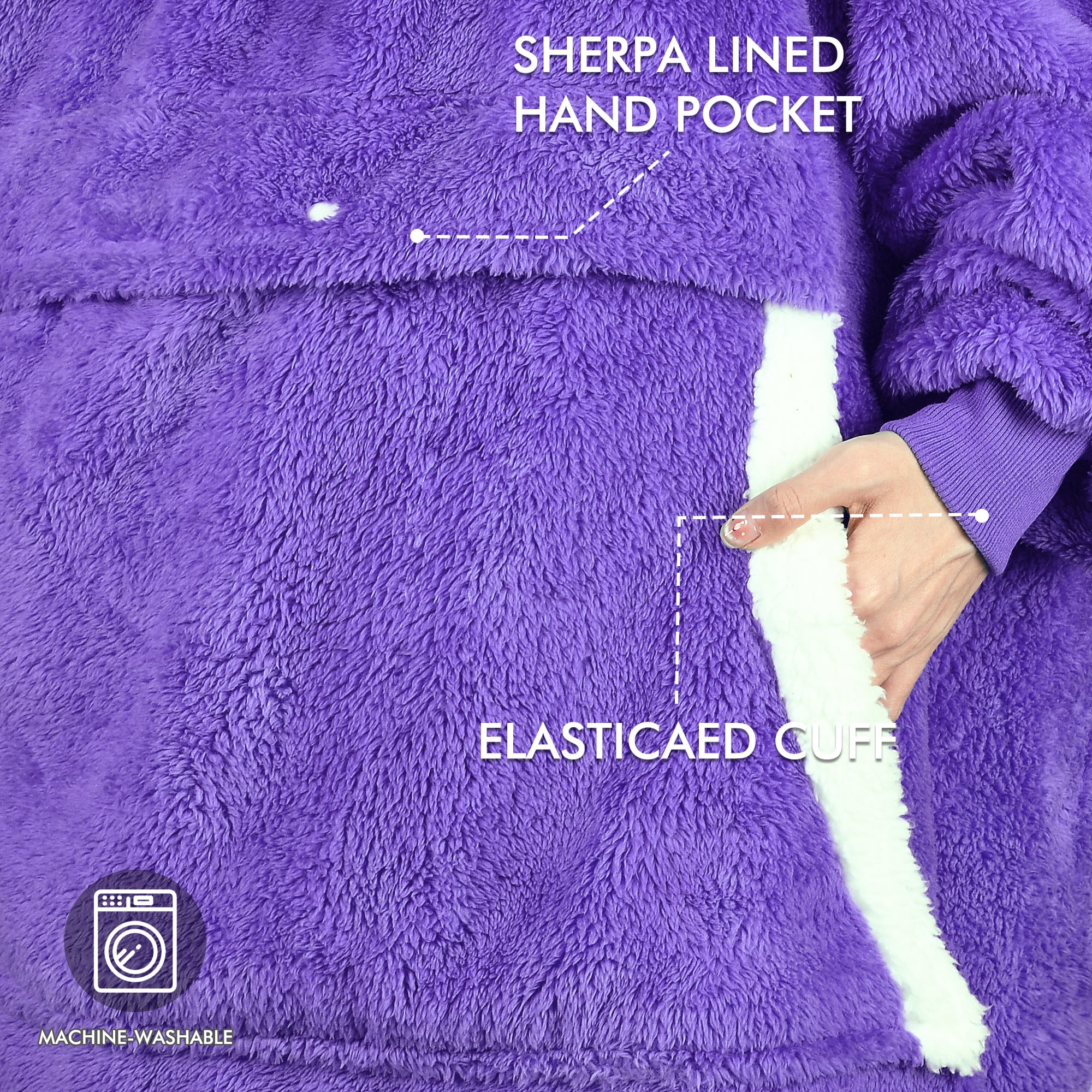 Tirrinia Oversized Blanket Hoodie, Wearable Fluffy Sherpa Blanket, Lightweight Cozy Sweatshirt Blanket Gift for Adult Women Men