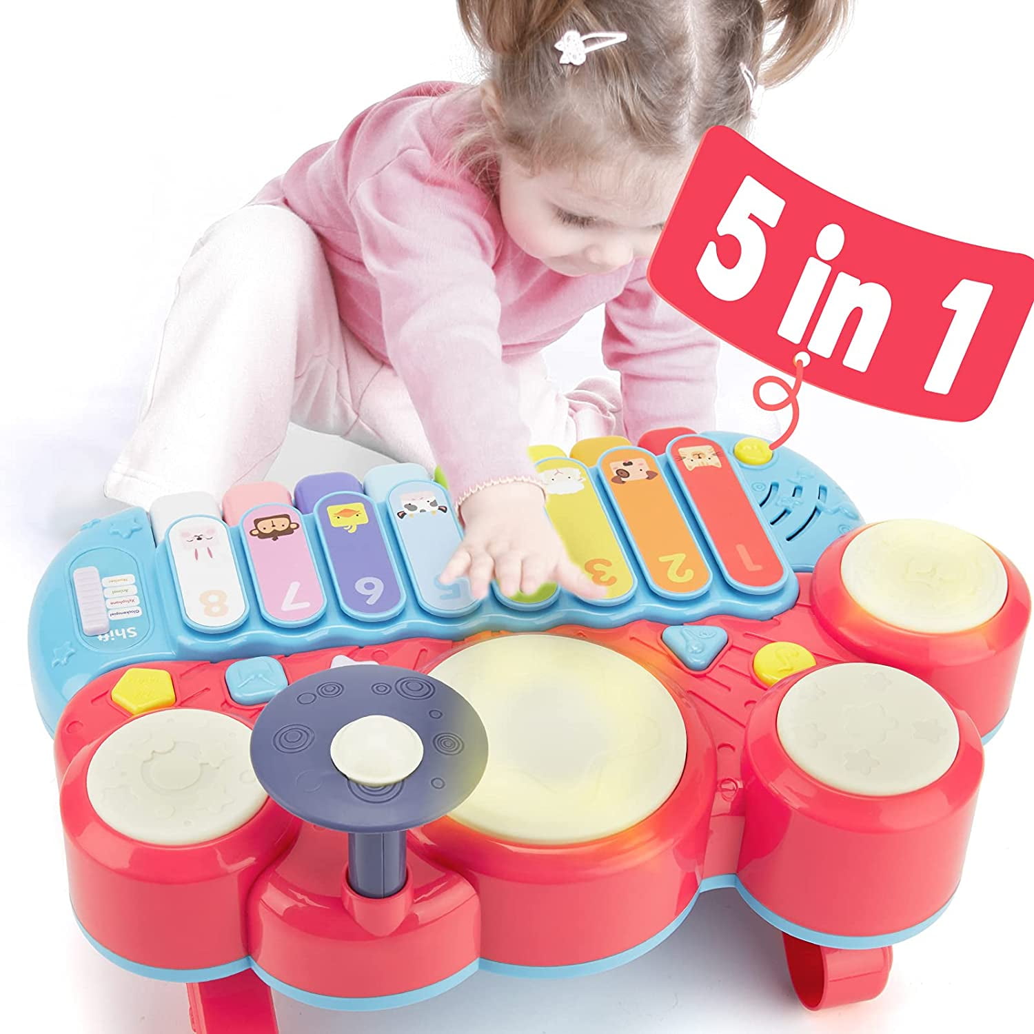 Musical Kids Drum Play Baby Children Colorful Lights Music Educational Toy Gifts