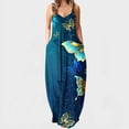 thumbnail image 1 of ICHUANYI Clearance Women's Fashion Sexy Vintage V Neck Sleeveless Printing Party Dresses(Blue, S) Ichaunyi WER2023080907918, 1 of 5