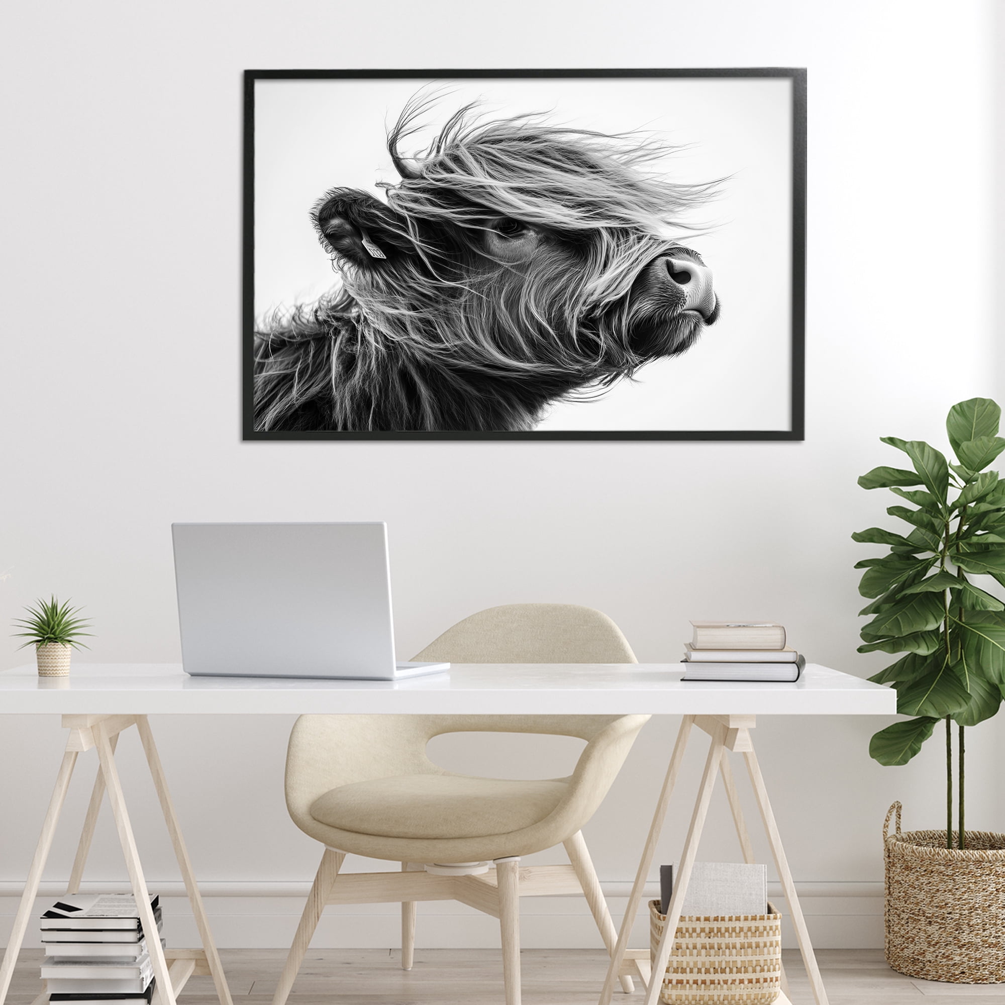 Stupell Industries Handsome Highland Portrait Black Framed Giclee Art, design by Tina LeCour