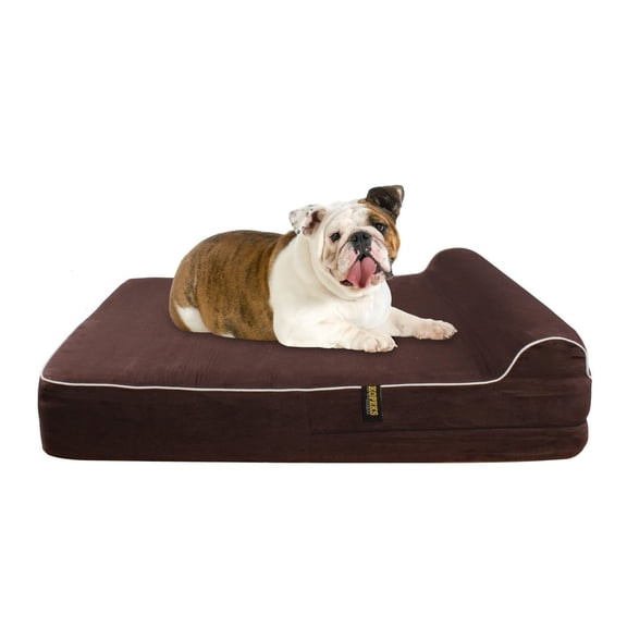 Kopeks Orthopedic Memory Foam Dog Bed, Brown, Large, 30"L x 9"W x 9"H