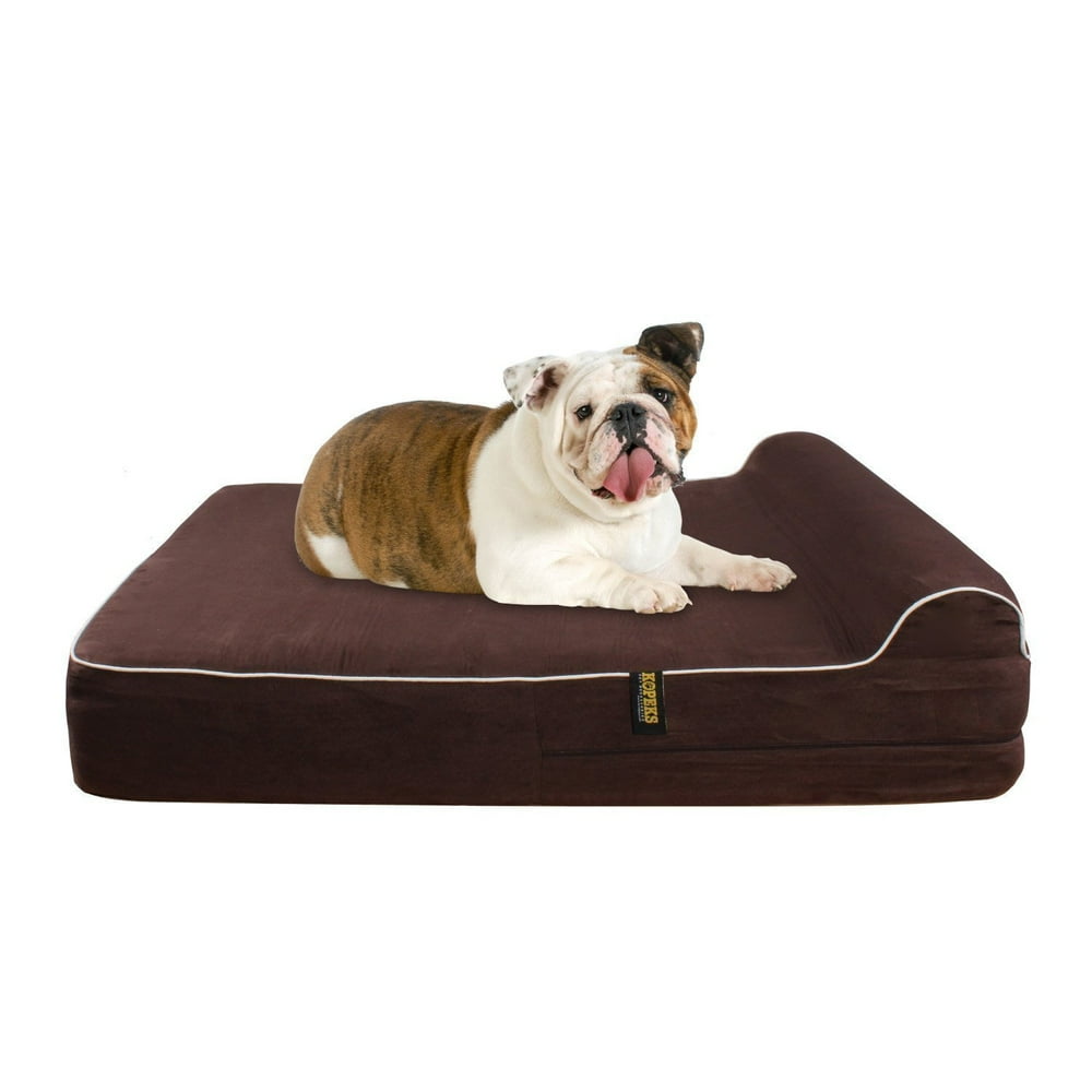 Kopeks Orthopedic Memory Foam Dog Bed, Brown, Large, 30"L x 9"W x 9"H