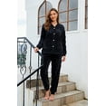 thumbnail image 4 of HEARTNICE Women Fuzzy Pajama Set, Warm Fluffy Sleepwear Plush Loungewear with Pockets,(Black,S), 4 of 5