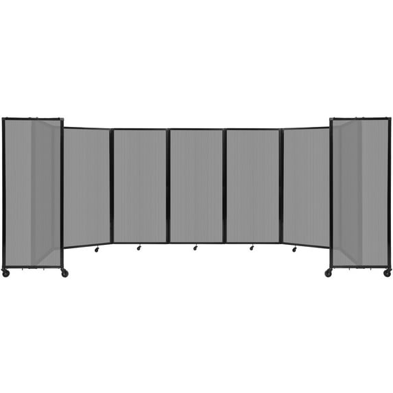 Versare Polycarbonate Room Divider 360 Portable Wall Partition | Freestanding Office Dividers | Locking Wheels | Privacy Screen Panels - 19'6" x 6' Light Gray Thermoplastic Polymer