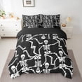 thumbnail image 2 of Manfei Gothic Skull 7pcs Bedding Comforter Set,Funny Halloween Skeleton Queen Bedding Sets,White Black Queen Sheet Sets For Boys,Microfiber Bedroom Decor Reversible, 2 of 8