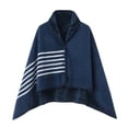 thumbnail image 3 of acuever Women's Winter Coral Fleece Double Layer Multifunctional Outdoor Cold Proof and Warm Plaid Blanket Home Shawl Dark Blue Womens Wraps and Shawls, 3 of 3