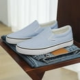 thumbnail image 2 of Unisex Espadrilles Flats Breathable Slip On Canvas Shoes Light Blue 40, 2 of 3