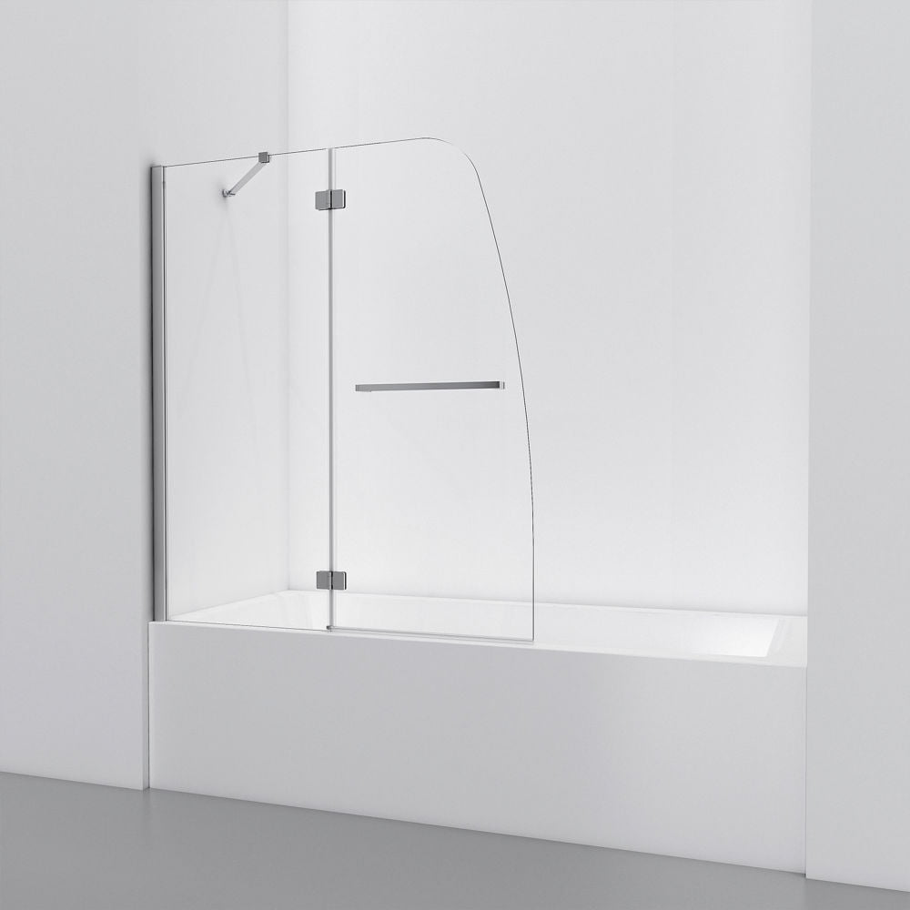 Kepooman 48 X 48 X 57" Bathroom H Frameless Folding Tub Screen in Chrome, Clear Kepooman 48 X 48 X 57" Bathroom H Frameless Folding Tub Screen in Chrome, Clear