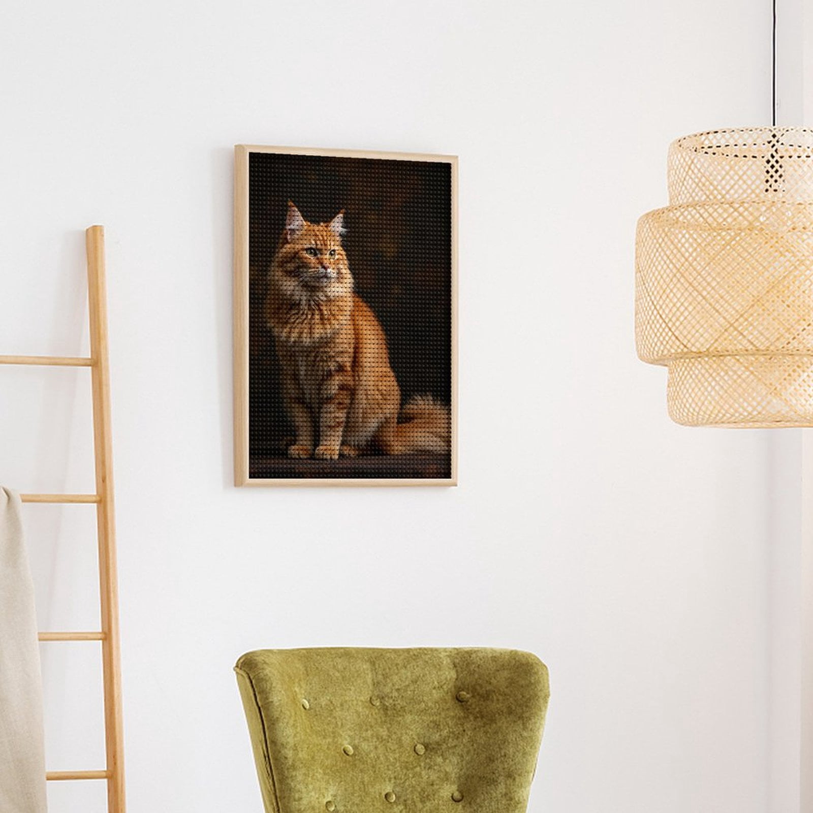 Diamond Art Kits for Adults, Orange Tabby Cat Portrait Majestic 5D Diamond Painting Kits for Adults Beginners, DIY Full Drill Diamond Painting, Gem Art and Crafts 12x16
