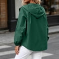 thumbnail image 4 of hlysgo Women's Hooded Zip Up Short Jacket Long Sleeve Elastic Cuff Casual Coat Lightweight Outerwear Fall Vacation with Pocket Army Green,M, 4 of 5
