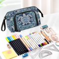 thumbnail image 5 of Nylon Fish Mouth Pencil Case with Large Capacity Zipper Pencil Pouch Dark Teal Turtle Pattern Pencil Bag Organizers, 5 of 7