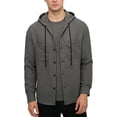 thumbnail image 7 of XuJwPNcy Mens T-Shirts Long Sleeve Button Down Shirts Shacket Drawstring Hooded Tops Breathable Work Clothes with Pockets, 7 of 7