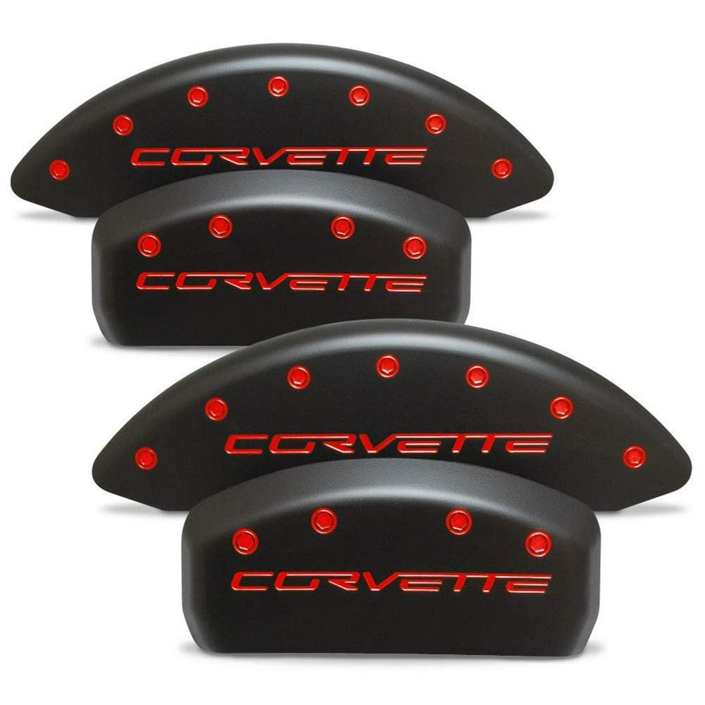 C6 Z06 & Grand Sport Corvette Brake Caliper Cover Set Stealth Black w/ Red