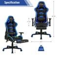 thumbnail image 4 of Goplus Massage LED Gaming Chair Reclining Racing Chair w/Lumbar Support&Footrest Blue, 4 of 10