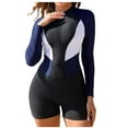 thumbnail image 3 of AGWOLF Womens Rash Guard Long Sleeve Swimsuit Color Block Front Zip Onesies Summer Beach Surfing Bathing Suit Wetsuit UPF 50 Swimwear, 3 of 9