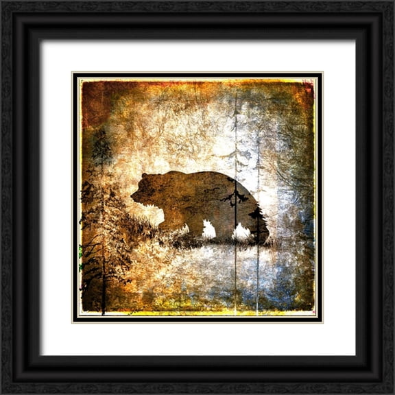 LightBoxJournal 12x12 Black Ornate Wood Framed with Double Matting Museum Art Print Titled - High Country Bear