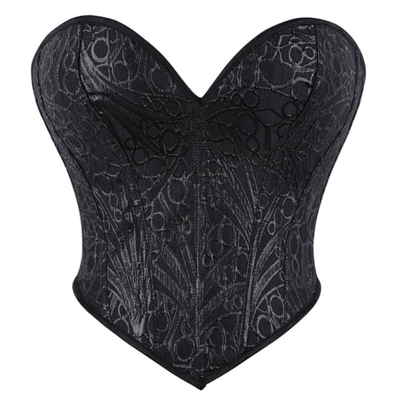 FASHOFT Black Corset Tops For Women V Neck Push Up Boned Court Style Waist Cincher Bustier Tight Fit Waist Cinching Outerwear Body Shaper Top Bustier Top L
