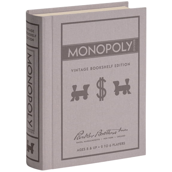 WS Game Company Monopoly Vintage Bookshelf Edition, Board Game for 2-6 Players