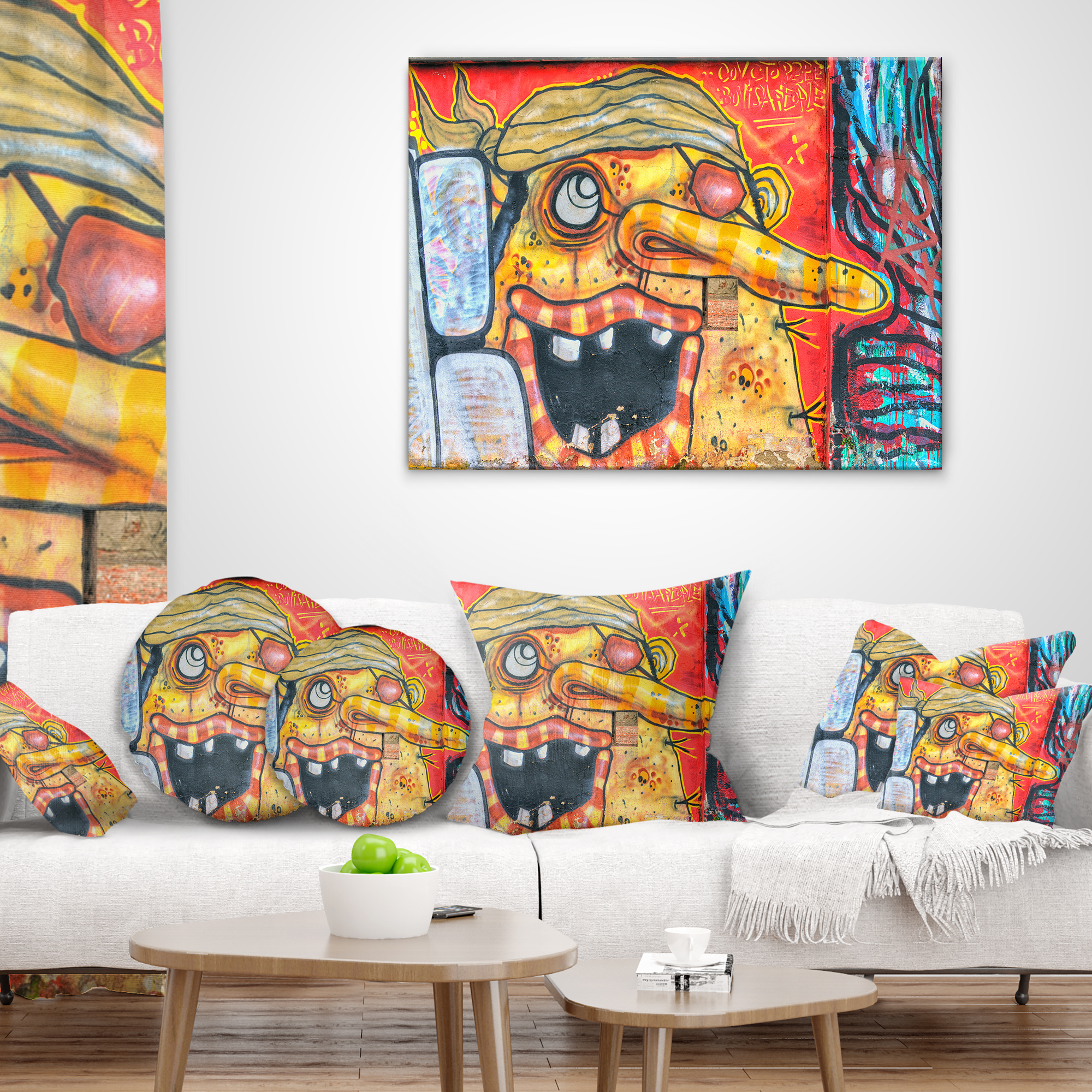 Designart Funny Street Art - Graffiti Throw Pillow - 18x18