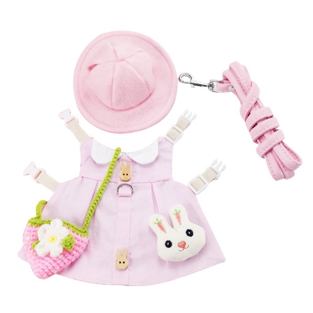 Conjunto de correa de arnés para mascotas pequeñas Ropa de conejo Correa de pecho de viaje (Rosa M) Likrtyny Para estrenar