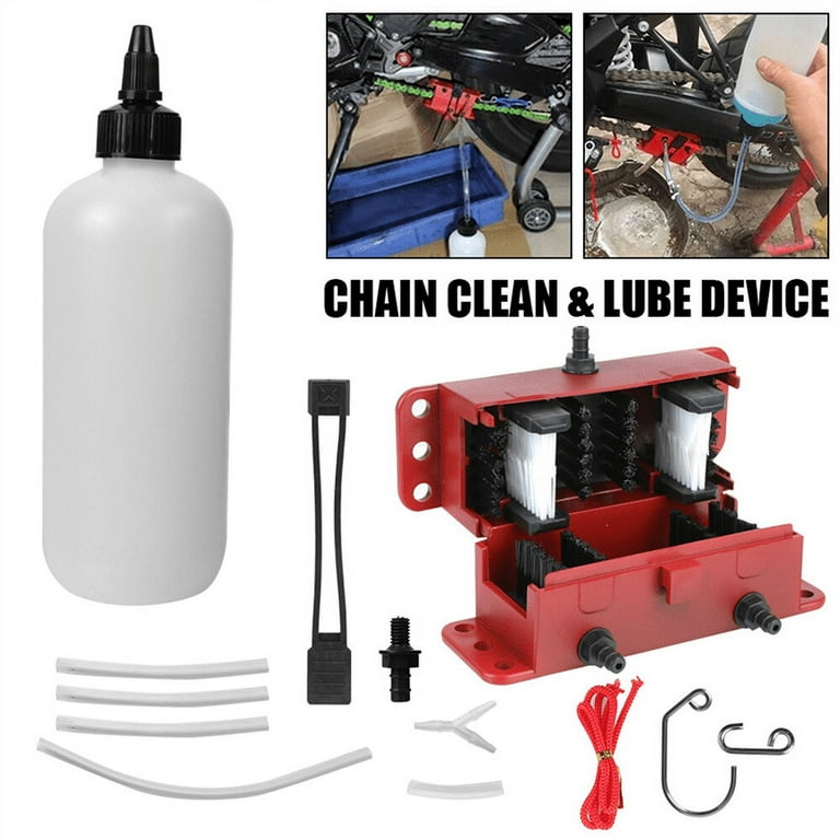 Motorcycle Chain Cleaning Machine Kit Brush Gear Cleaner Tool for Universal Motorbike  Chains Lube Device Red 