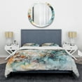 thumbnail image 3 of Designart "Vibrant Eruption A Burst of Colors V" Modern Geometric Bedding Covert Set - Abstract Geometric Green Abstract Bed Set With 2 Shams, 3 of 6