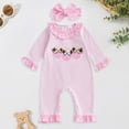 thumbnail image 2 of Staki Baby Girls Valentine's Day Romper Baby Girl Outfit Newborn Jumpsuit Ruffle Romper Cute Valentines Baby Clothes 0-18M(Pink,6-12 Months), 2 of 7