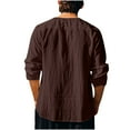 thumbnail image 5 of ohmzyzo Mens Medieval Shirt Casual Linen Shirt Steampunk Renaissance Retro Top Long Sleeve Lace Up Costume Tops V Neck Solid Color T Shirt Coffee XL, 5 of 8