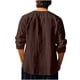 thumbnail image 5 of Blusas y camisas de manga larga con cuello redondo para hombre, informales, de color liso, con hombros descubiertos, rectas, con lazo en el pecho, cuello redondo, manga larga, blusas de licra., 5 of 8
