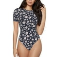thumbnail image 2 of Uemuo Daisies Flowers Pattern Women's One Piece Short Sleeve Swimsuit Rash Guard Surfing Modest Quick-drying Swimsuit Beach Essentials-XX-Large, 2 of 9