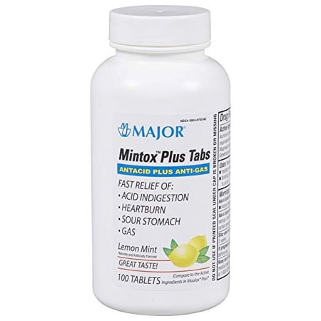 Mintox Plus chewable antacid indigestion heartburn Gas tablets 3 bottles (300 Tabs)